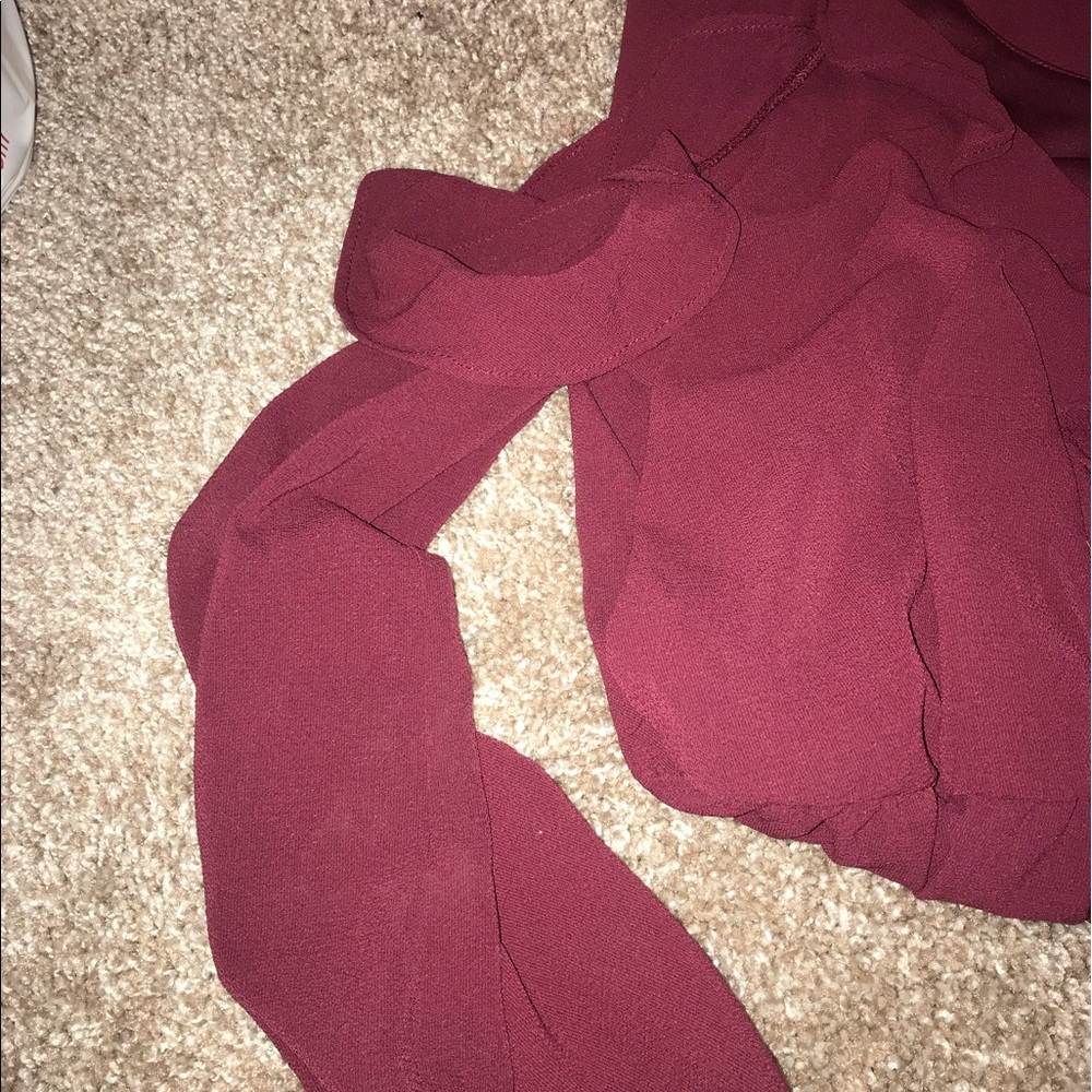 Maroon Ruffle Dress - Picture 4 of 5